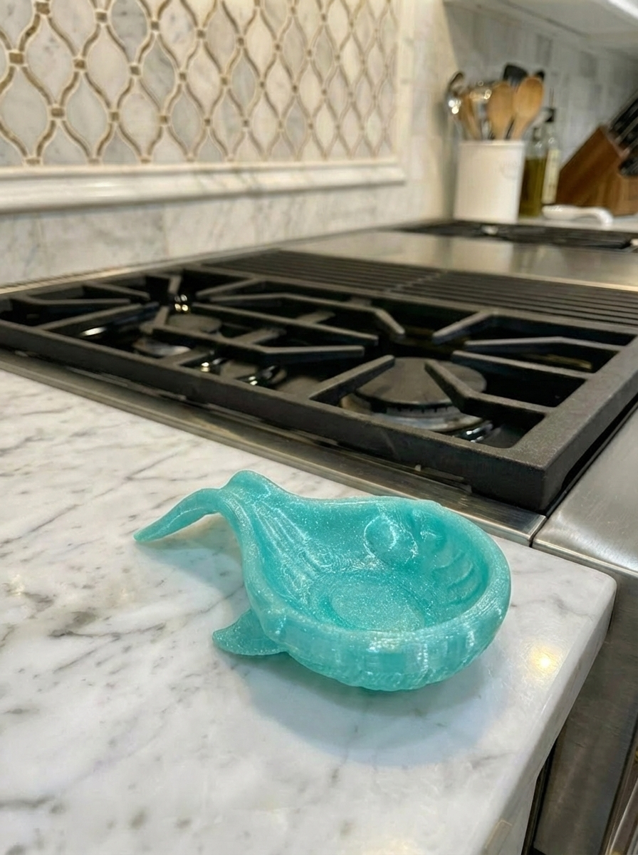 3D Printed Whale Spoon Rest, Coastal Kitchen Decor, Nautical Spoon Holder, Ocean Themed Kitchen Gift