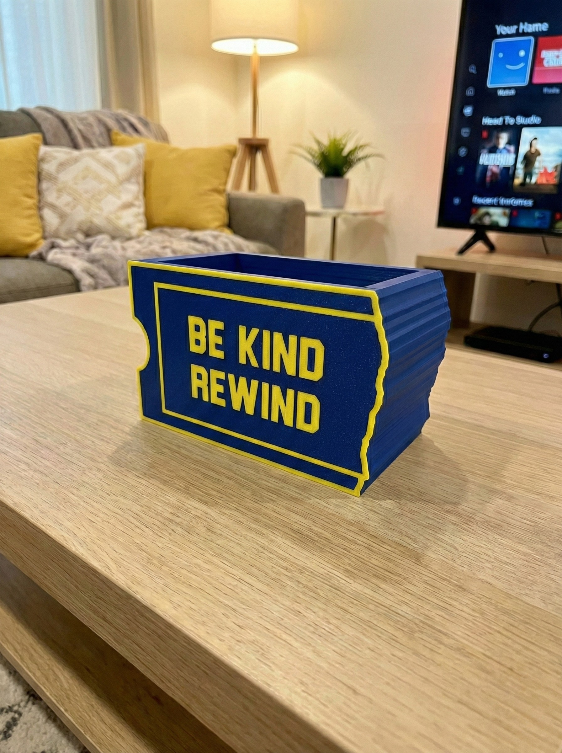 Be Kind Rewind Remote Control Holder, Retro VHS Style 3D Printed TV Remote Organizer