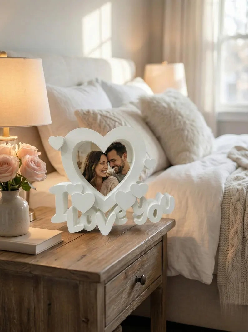 I Love You Picture Frame, Heart Photo Frame, Romantic Home Decor, Anniversary Gift, Wedding Gift, Valentine’s Day Gift, Bedroom Decor