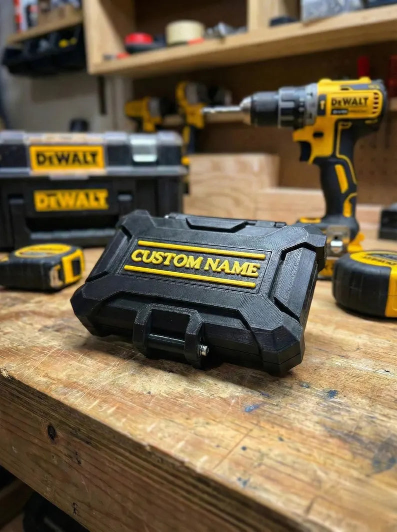 DeWalt-Inspired 3D Printed Mini Tool Case Customized | Personalized Tool Storage Gift