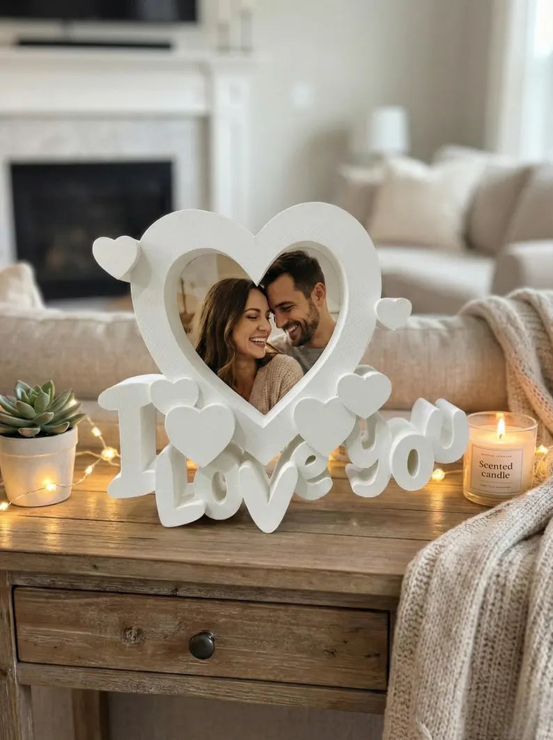 I Love You Picture Frame, Heart Photo Frame, Romantic Home Decor, Anniversary Gift, Wedding Gift, Valentine’s Day Gift, Bedroom Decor