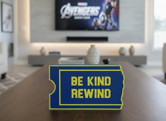 Blockbuster Be Kind Rewind Sign, Retro Video Store Decor, 90s Movie Room Wall Art, Vintage VHS Rental Style Sign, Home Theater Gift