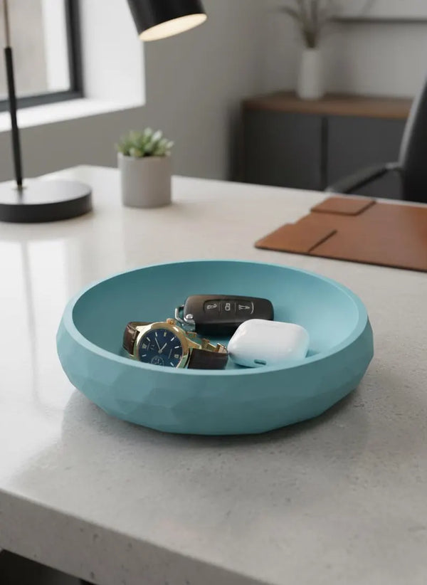 Modern 3D Printed Bowl, Minimalist Decorative Catchall, Desk Organizer, Key Tray, Custom Colors Available